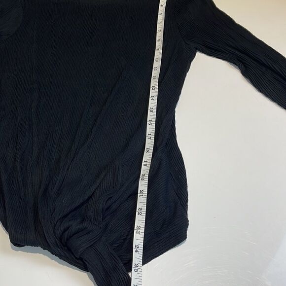 Massimo Dutti Stretch Ribbed Black Faux Wrap/Tie Top - Picture 10 of 10